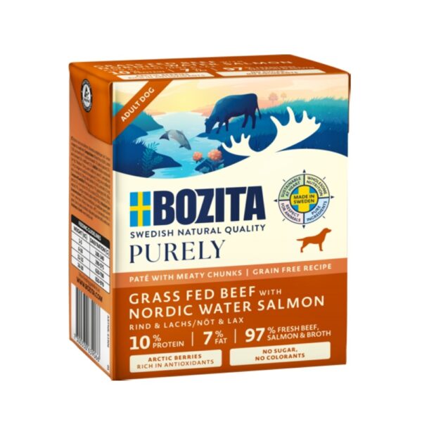 BOZITA Purely Dog paté s hovädzím a lososom GF 370 g