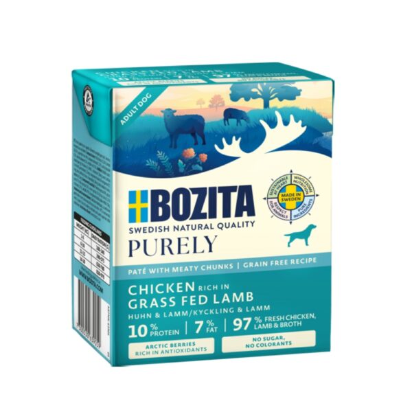 BOZITA Purely Dog paté s kuracím a jahňacím GF 370 g