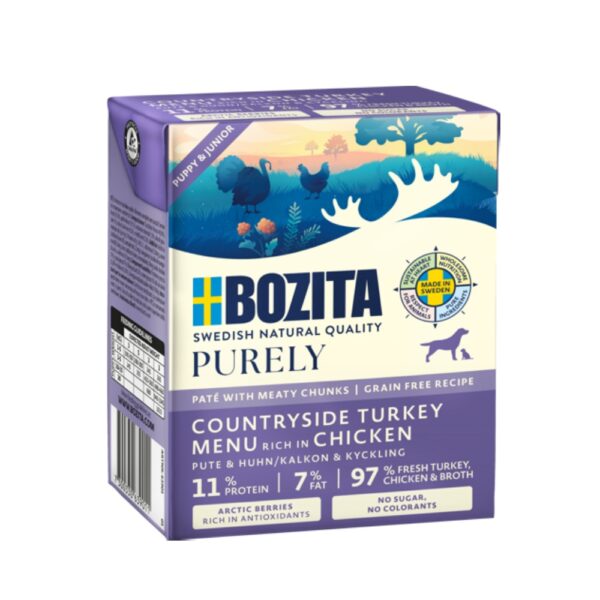 BOZITA Purely Dog Puppy & Junior paté s morčacím a kuracím GF 370 g